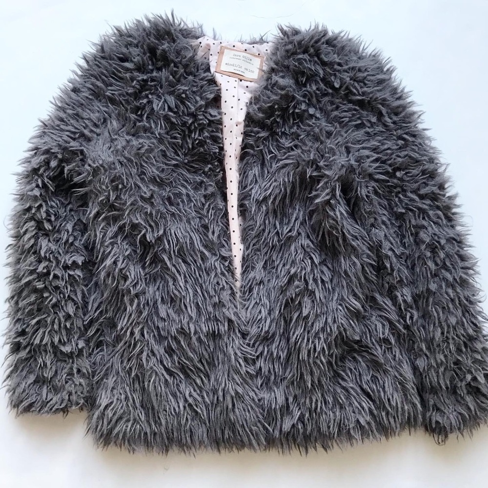 Zara  gray super soft teddy jacket  EUC 11-12Y
